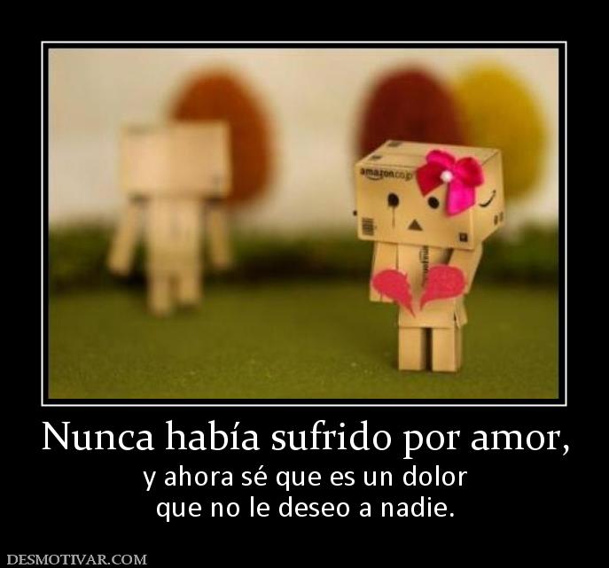 Nunca había sufrido por amor, y ahora sé que es un dolor que no le deseo a nadie.