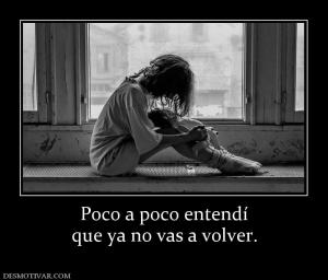 Poco a poco entendí que ya no vas a volver.