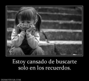 Estoy cansado de buscarte solo en los recuerdos.