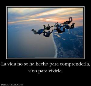 La vida no se ha hecho para comprender sino para vivirla.