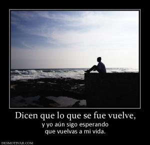 Dicen que lo que se fue vuelve, y yo aún sigo esperando que vuelvas a mi vida.