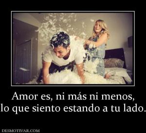 Amor es, ni más ni menos, lo que siento estando a tu lado.