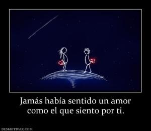 Jamás había sentido un amor como el que siento por ti.