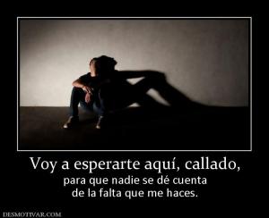 Voy a esperarte aquí, callado, para que nadie se dé cuenta de la falta que me haces.