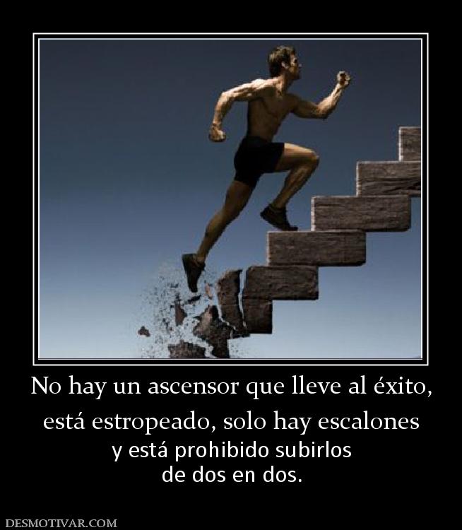 No hay un ascensor que lleve al éxito, está estropeado, solo hay escalones y está prohibido subirlos de dos en dos.