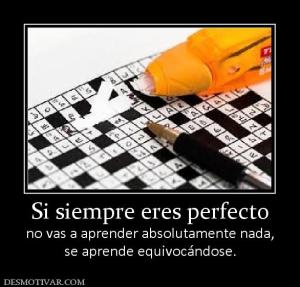 Si siempre eres perfecto no vas a aprender absolutamente nada, se aprende equivocándose.