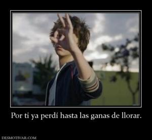 Por ti ya perdí hasta las ganas de llo