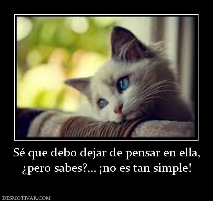 Sé que debo dejar de pensar en ella, ¿pero sabes?... ¡no es tan simple!