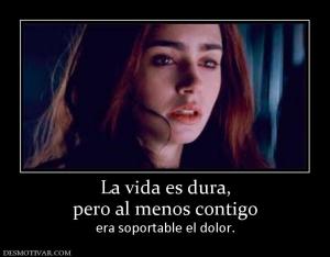 La vida es dura, pero al menos contigo   era soportable el dolor.