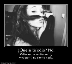 ¿Que si te odio? No. Odiar es un sentimiento, y yo por ti no siento nada.