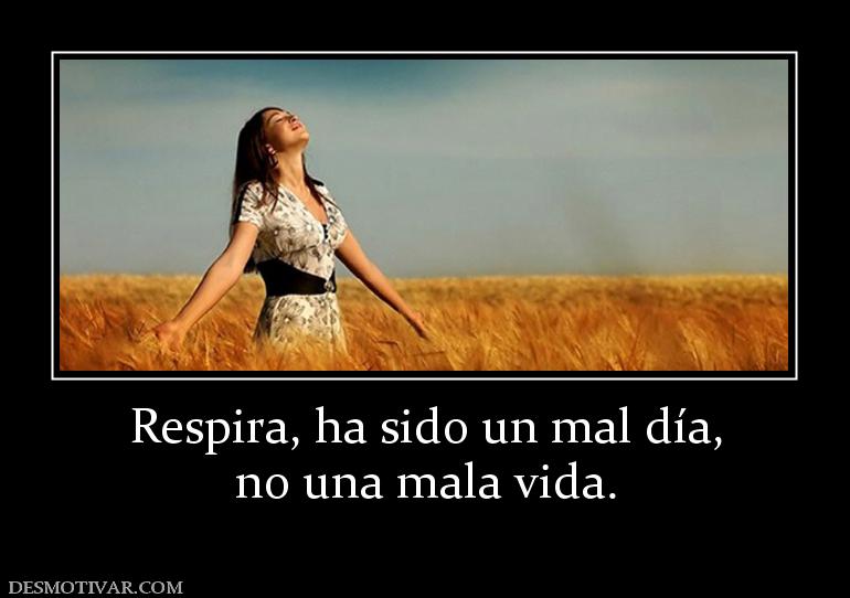 Respira, ha sido un mal día, no una mala vida.