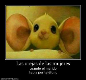 Las orejas de las mujeres cuando el marido habla por teléfono