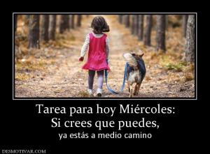 Tarea para hoy Miércoles: Si crees que puedes, ya estás a medio camino