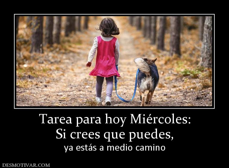 Tarea para hoy Miércoles: Si crees que puedes, ya estás a medio camino