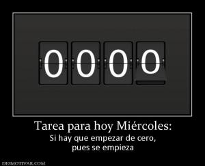Tarea para hoy Miércoles: Si hay que empezar de cero, pues se empieza