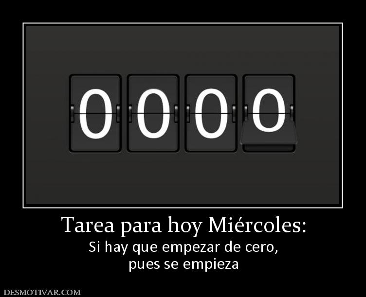 Tarea para hoy Miércoles: Si hay que empezar de cero, pues se empieza