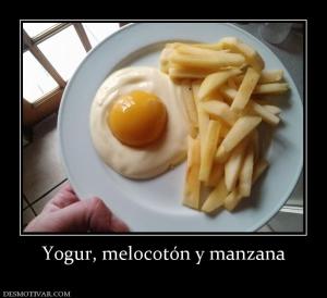 Yogur, melocotón y manzana