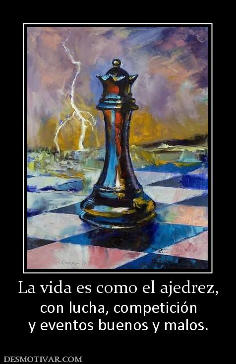 La vida es como el ajedrez, con lucha, competición y eventos buenos y malos.