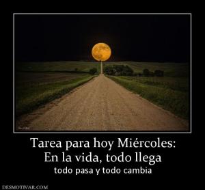 Tarea para hoy Miércoles: En la vida, todo llega todo pasa y todo cambia