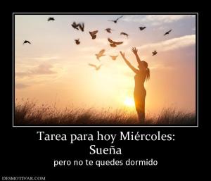 Tarea para hoy Miércoles: Sueña pero no te quedes dormido