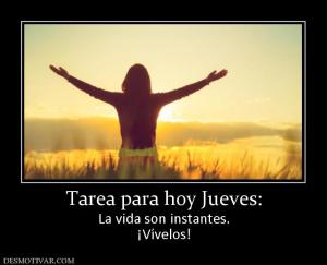 Tarea para hoy Jueves: La vida son instantes. ¡Vívelos!