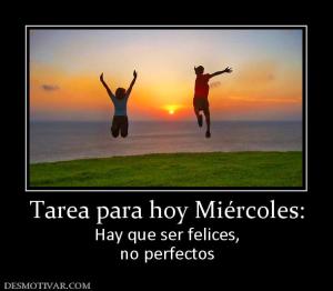 Tarea para hoy Miércoles: Hay que ser felices, no perfectos