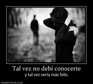 Tal vez no debí conocerte y tal vez sería más feliz.
