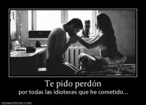Te pido perdón por todas las idioteces que he cometido...