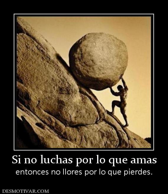 Si no luchas por lo que amas entonces no llores por lo que pierdes.