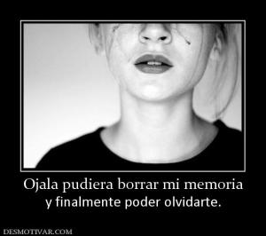 Ojala pudiera borrar mi memoria y finalmente poder olvidarte.