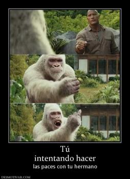 Tú intentando hacer las paces con tu hermano