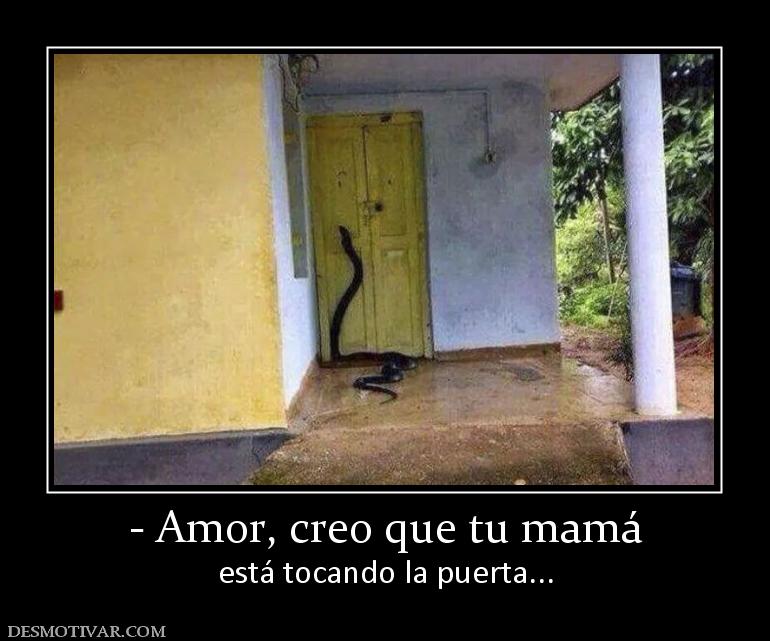 - Amor, creo que tu mamá está tocando la puerta...