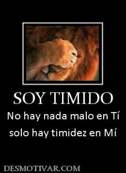 SOY TIMIDO No hay nada malo en Tí solo hay timidez en Mí