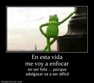 En esta vida me voy a enfocar en ser feliz ... porque adelgazar va a ser difícil