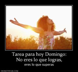 Tarea para hoy Domingo: No eres lo que logras, eres lo que superas