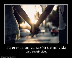 Tu eres la única razón de mi vida para seguir vivo.
