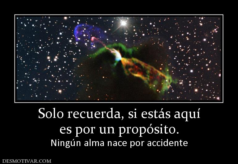 Solo recuerda, si estás aquí es por un propósito. Ningún alma nace por accidente