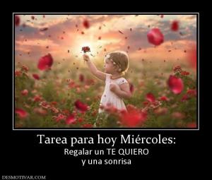 Tarea para hoy Miércoles: Regalar un TE QUIERO y una sonrisa