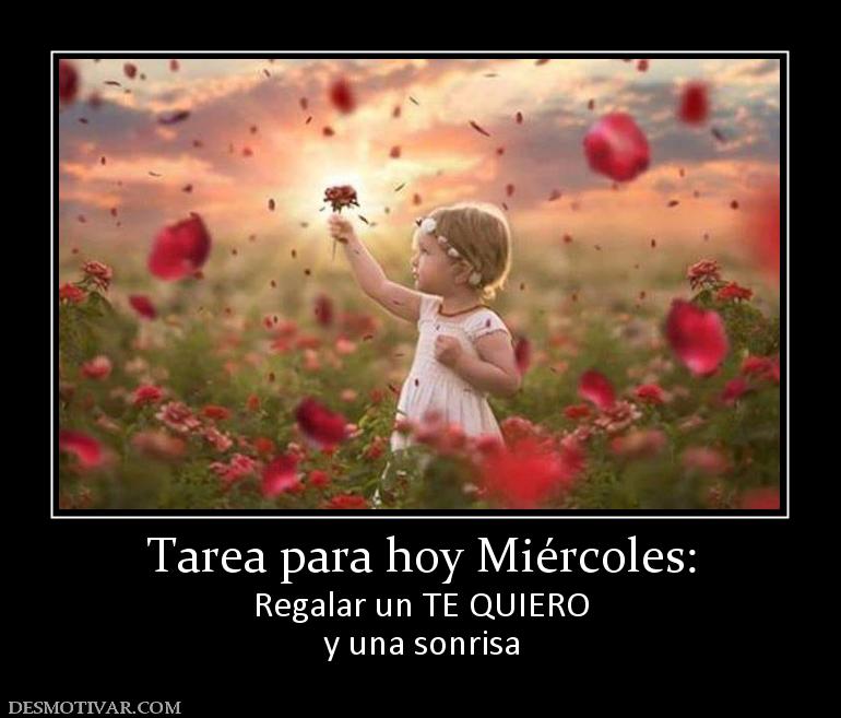 Tarea para hoy Miércoles: Regalar un TE QUIERO y una sonrisa