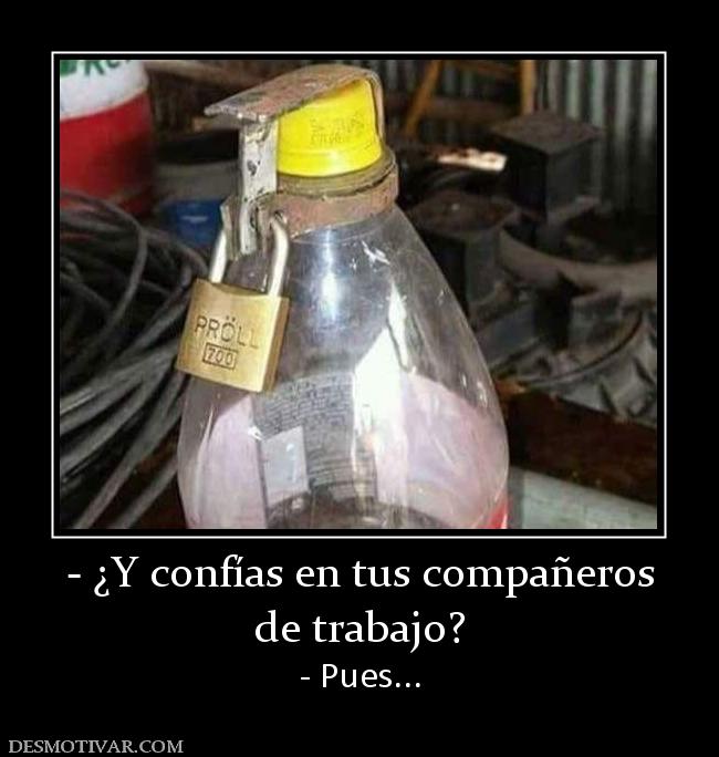 - ¿Y confías en tus compañeros de trabajo? - Pues...