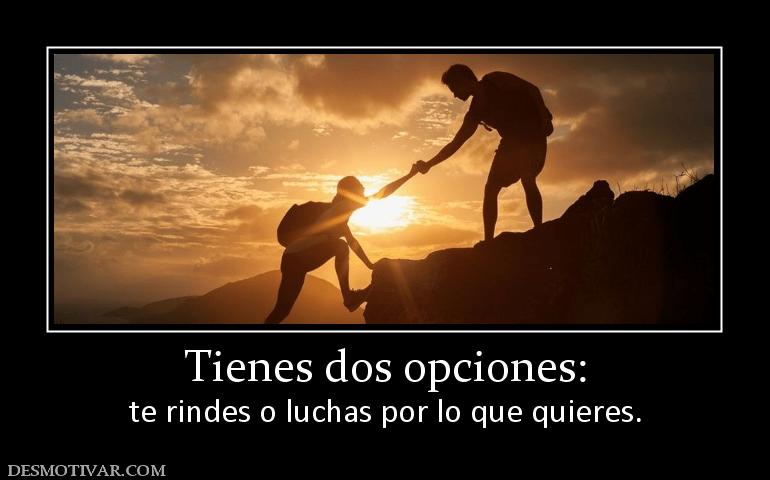 Tienes dos opciones: te rindes o luchas por lo que quieres.