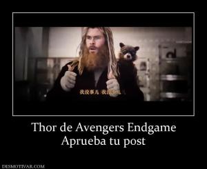 Thor de Avengers Endgame Aprueba tu post