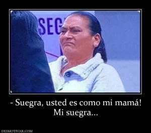 - Suegra, usted es como mi mamá! Mi suegra...
