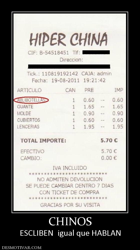 CHINOS ESCLIBEN  igual que HABLAN