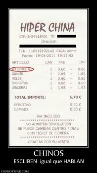 CHINOS ESCLIBEN  igual que HABLAN