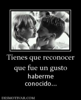 Tienes que reconocer que fue un gusto haberme conocido...