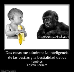 Dos cosas me admiran: La inteligencia de las bestias y la bestialidad de los hombres. Tristan Bernard