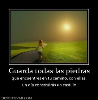 Guarda todas las piedras que encuentres en tu camino, con ellas, un día construirás un castillo