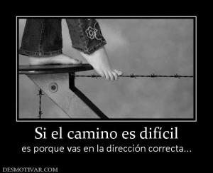 Si el camino es difícil es porque vas en la dirección correcta...