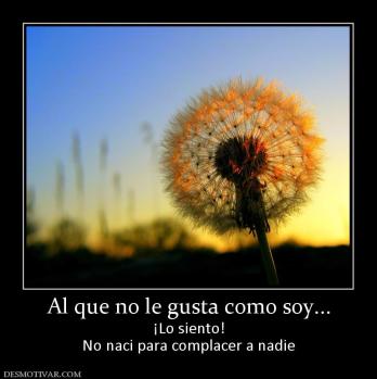 Al que no le gusta como soy... ¡Lo siento! No naci para complacer a nadie